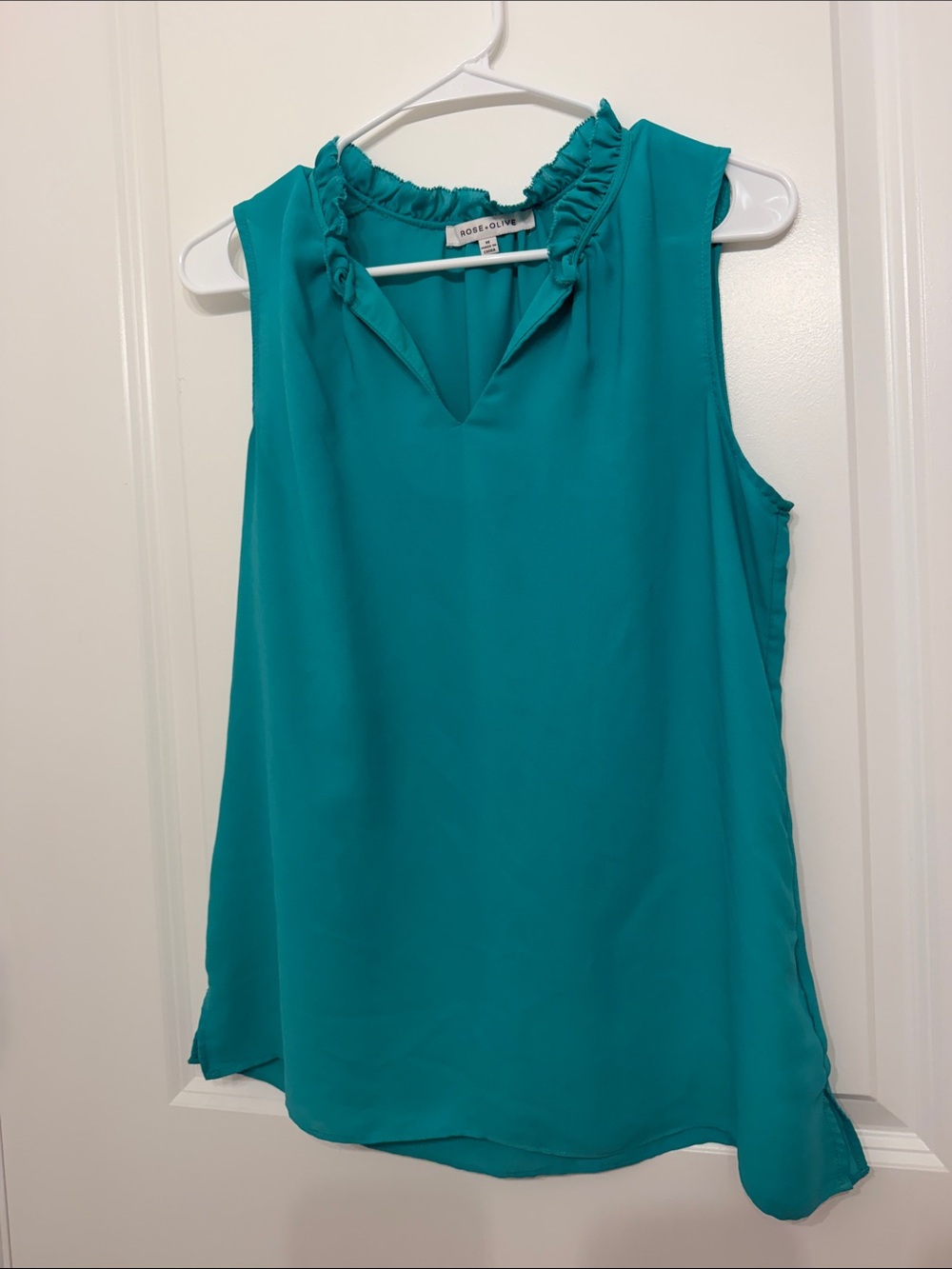 Rose & Olive Teal Ruffle-Trim Sleeveless Camisole